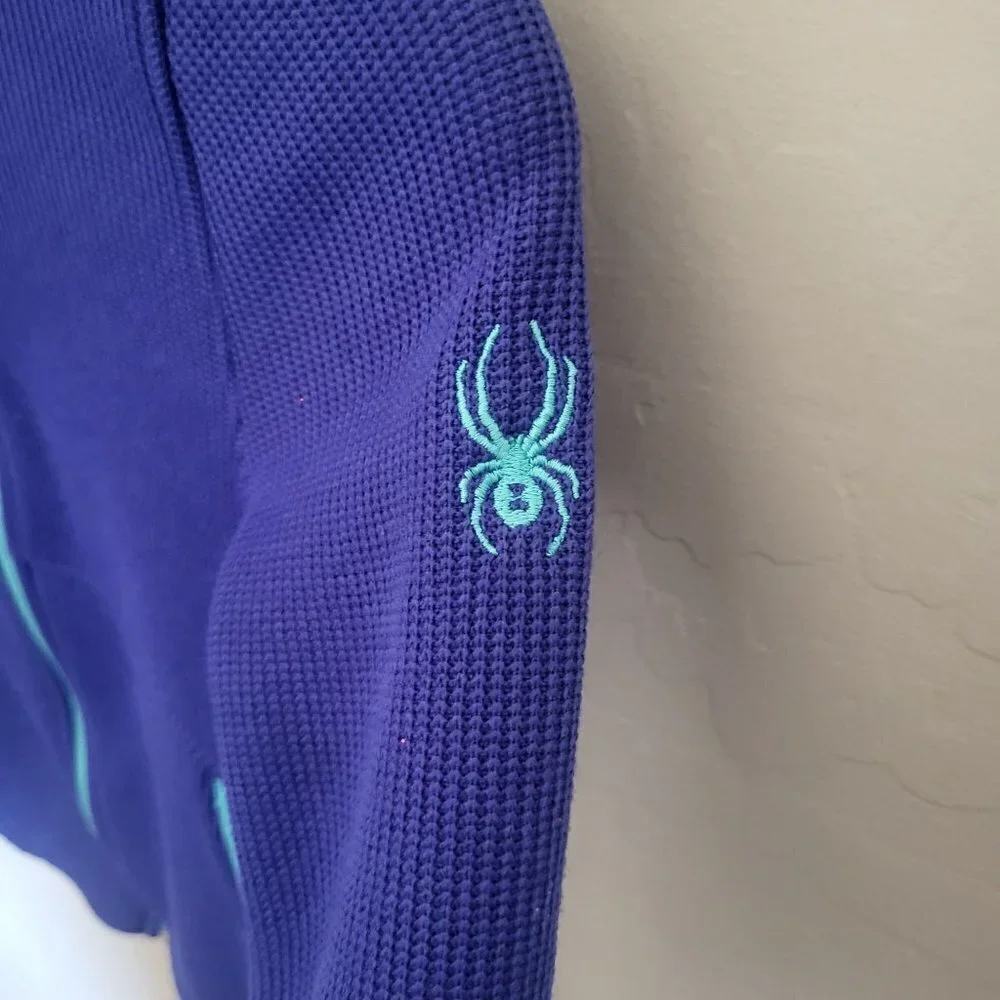 Spyder Encore Full Zip Jacket Fleece Lined Mock Neck Indigo Blue Size Kids 10-12
